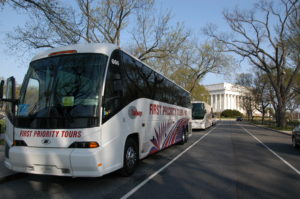 Tour Buses Line Mall Streets Blocking Views and Access